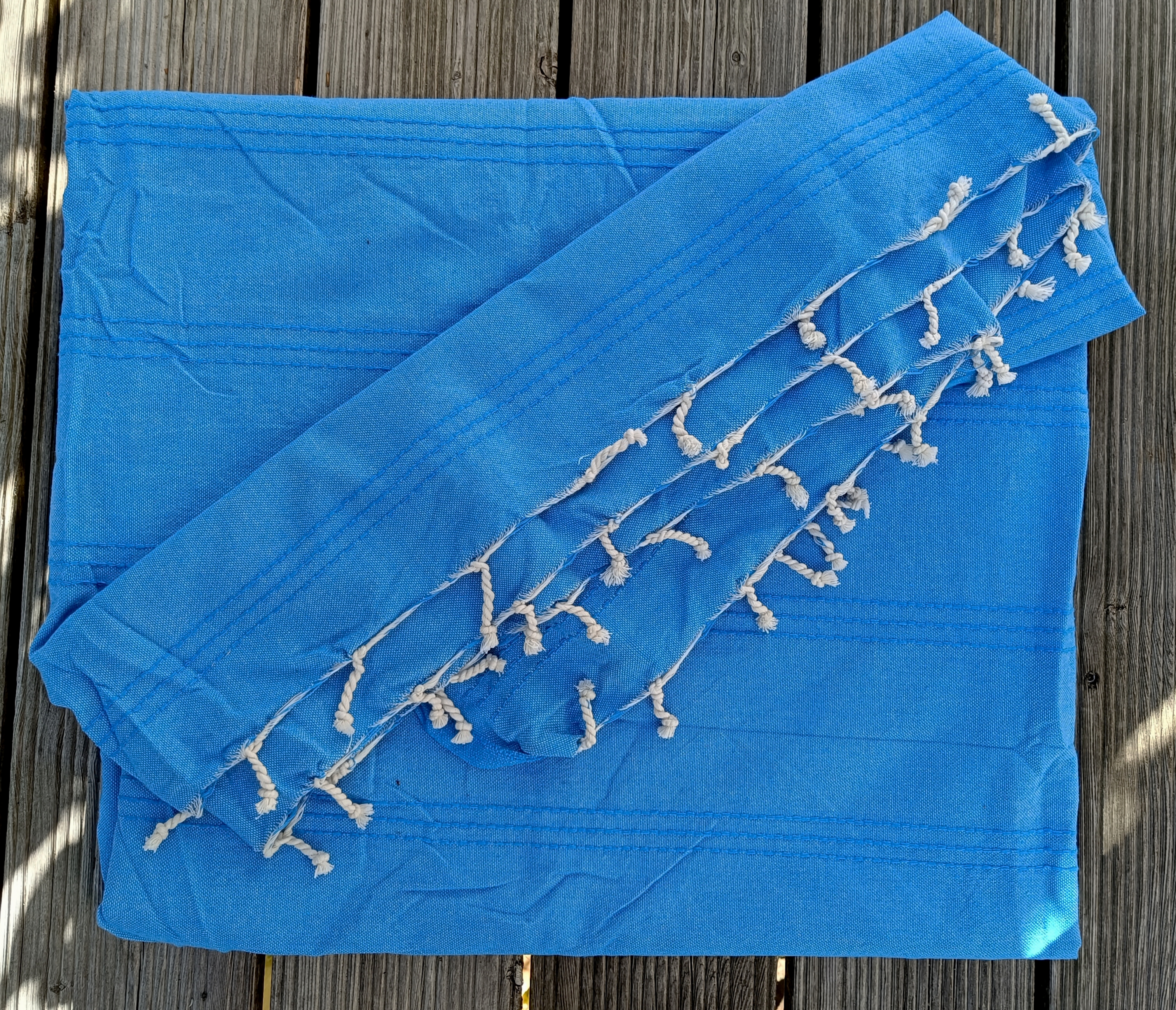EXTRA VELKÝ RUČNĚ TKANÝ BAVLNĚNÝ PLÉD FOUTA / TYRKYSOVÝ